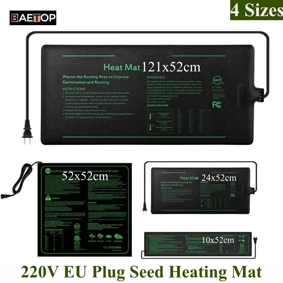 Seedling Heat Mat - 4 boyutları 220 V AB Tak